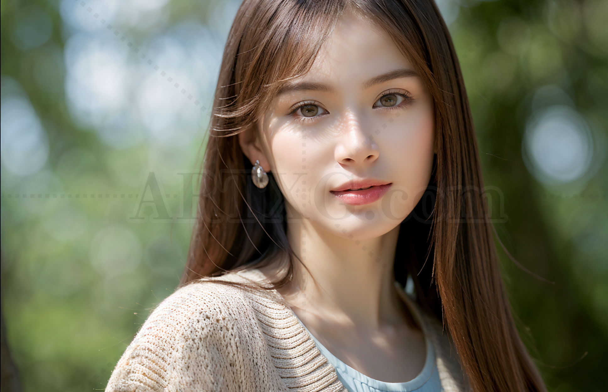 artxg-00170-3604373346 Natural Light Portrait of a Beautiful Woman Outdoors Stock Image